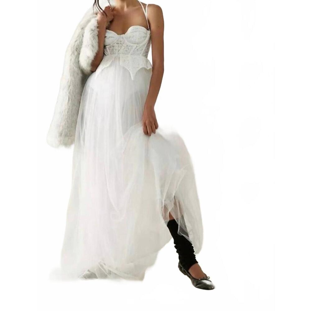 NEW FOR LOVE & LEMONS lily tulle corset bridal dress in white